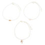 Mixed Metal Tropical Anklets - 3 Pack,
