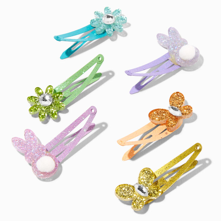 Easter Icons Glittery Snap Hair Clips - 6 Pack,