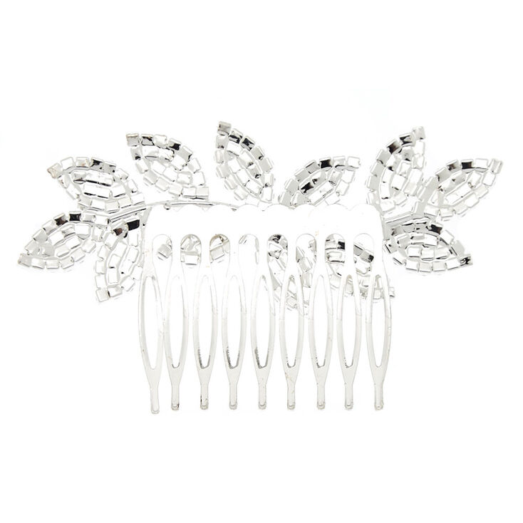 Silver Rhinestone Leaf Hair Comb,