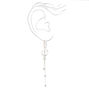 Silver 3.5&quot; Rhinestone Ribbon Clip-On Drop Earrings,