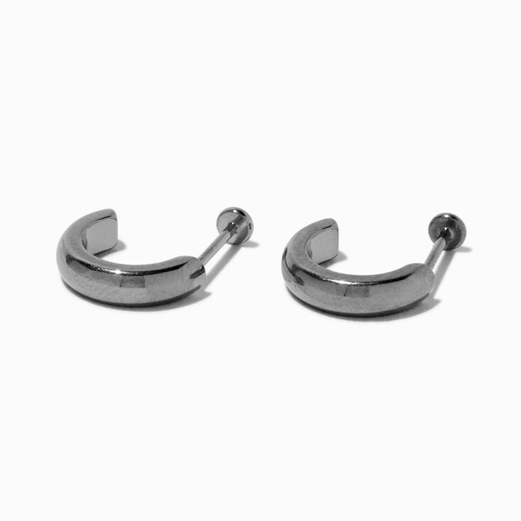 C LUXE by Claire&#39;s Silver-tone Titanium Flatback Hoop Earrings,