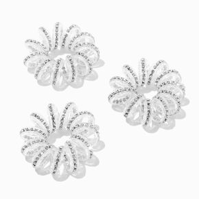 Sparkly Diamond Spiral Hair Ties - 3 Pack,