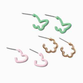 Mixed Shape Hoop Earrings - 3 Pack,