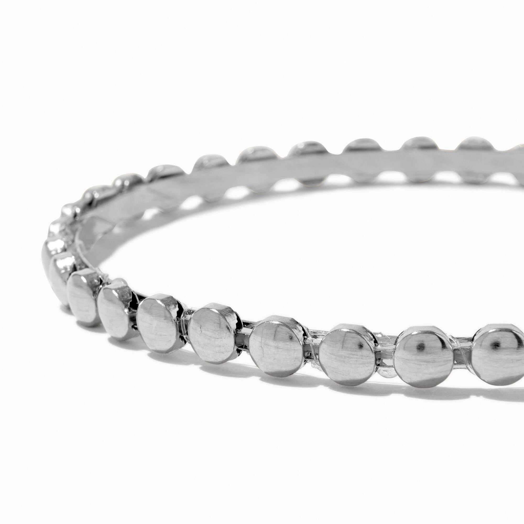 Silver Button Metal Headband,