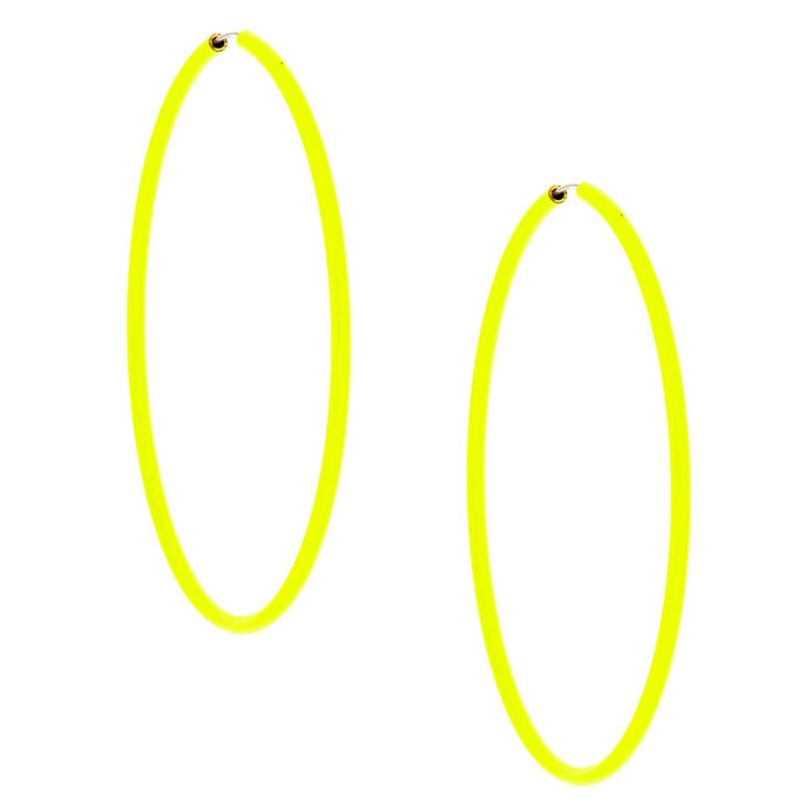 40MM Neon Hoop Earrings -  Yellow,