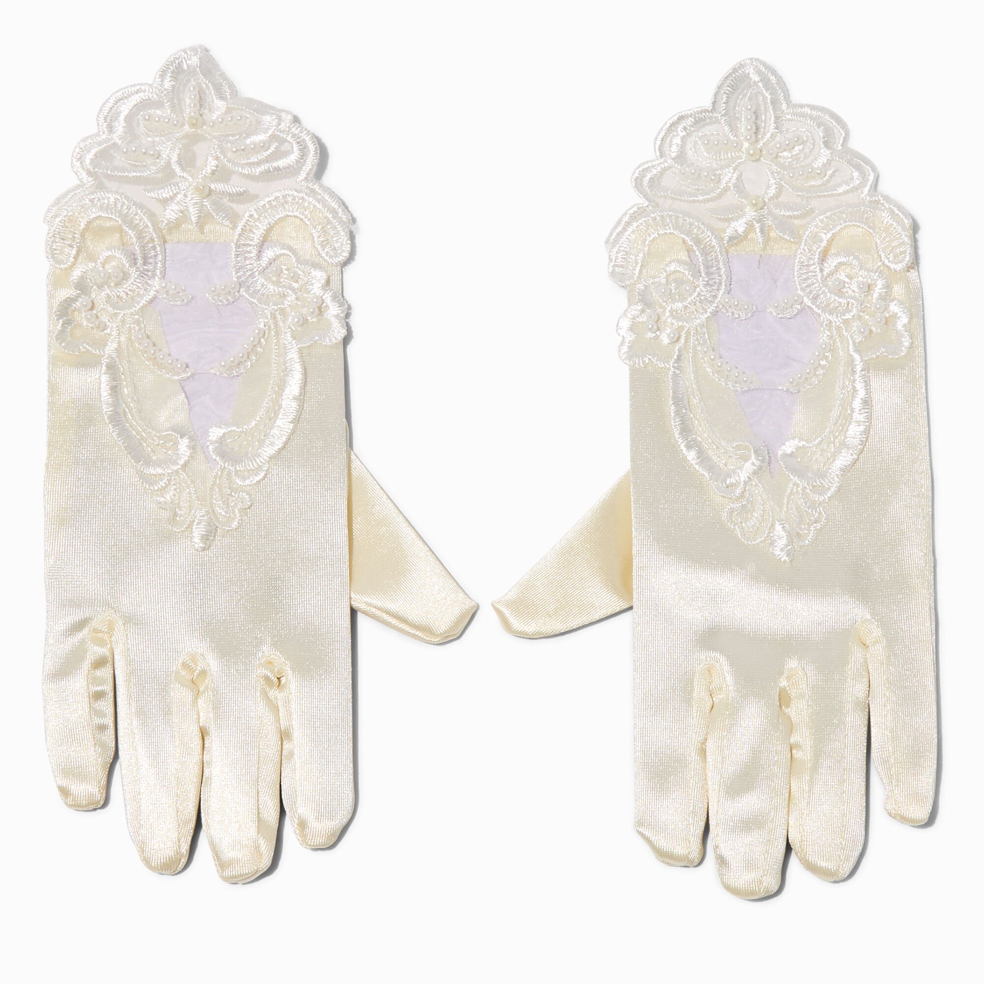 View Claires Club Special Occasion Satin Embroidered Gloves 1 Pair White information