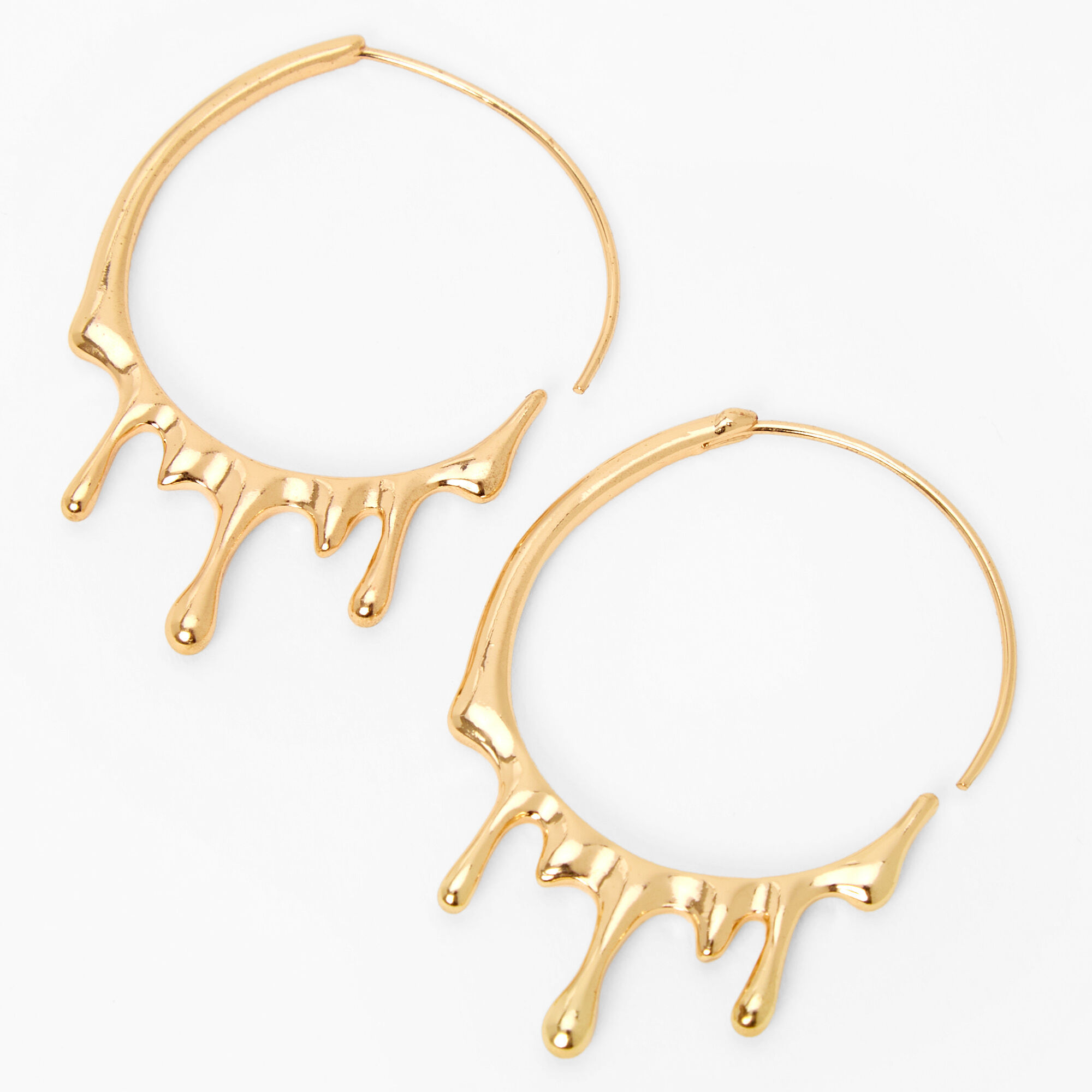 Gold 30MM Melting Hoop Earrings,