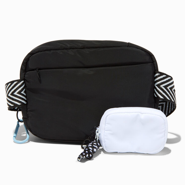 Black Sporty Chevron Fanny Pack,