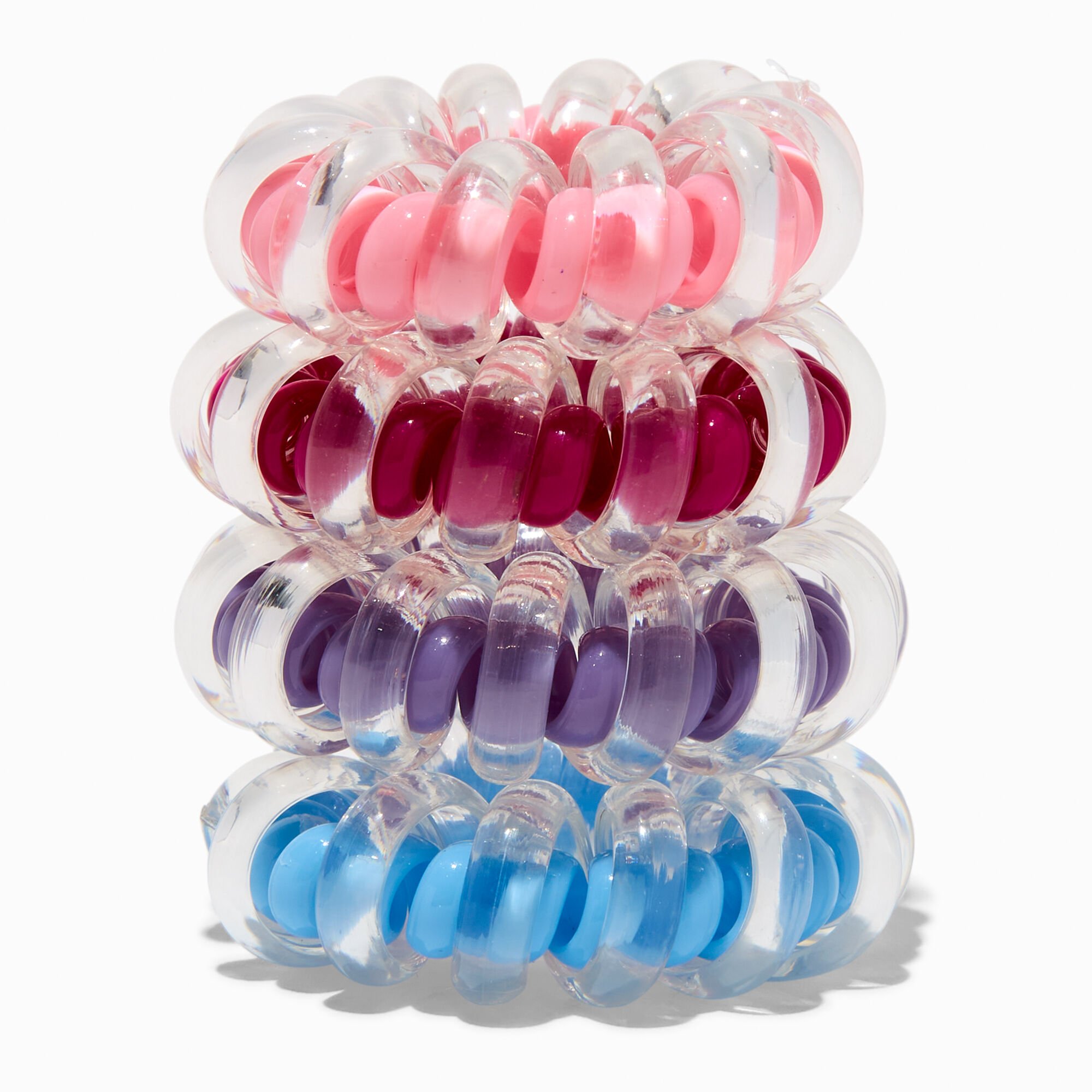 Two-Tone Spiral Hair Ties - 4 Pack,