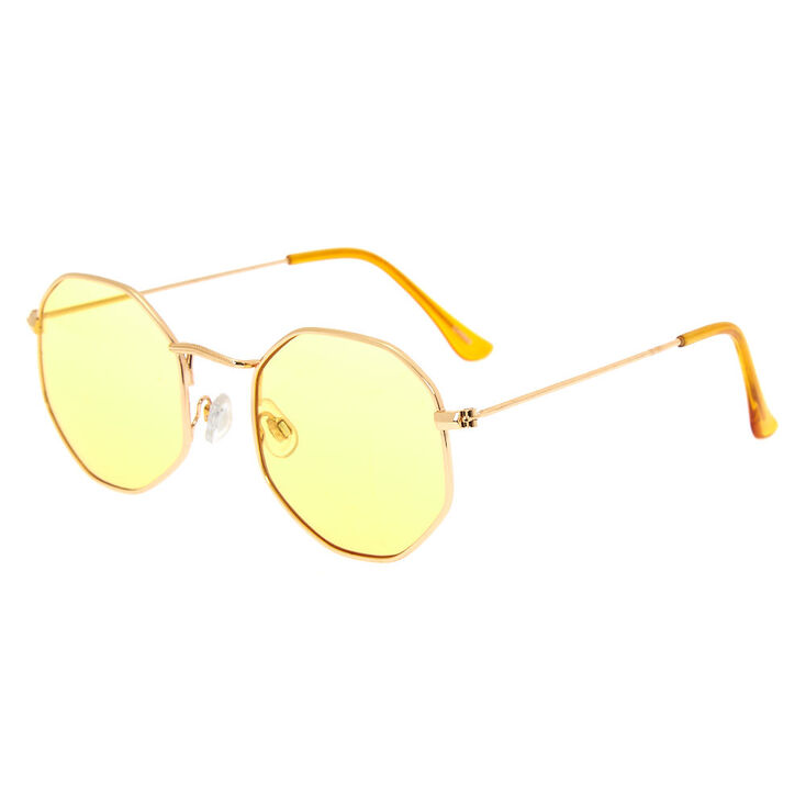 Claire's Lunettes de soleil octogonales jaunes