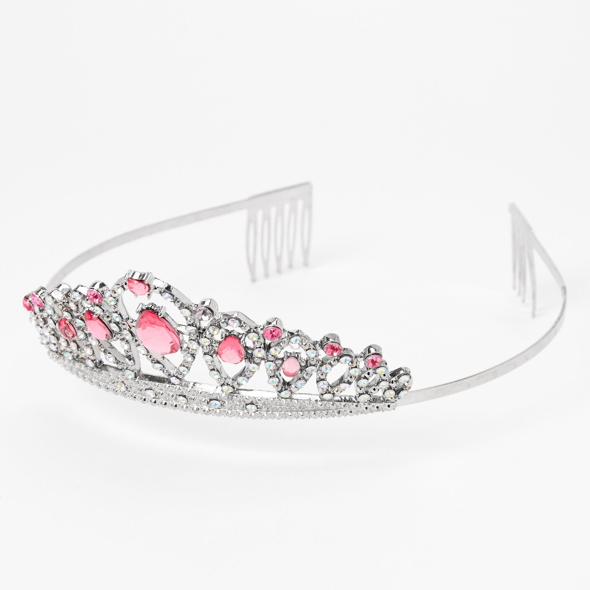 Claire's Club Pink Rhinestone Silver Tiara,