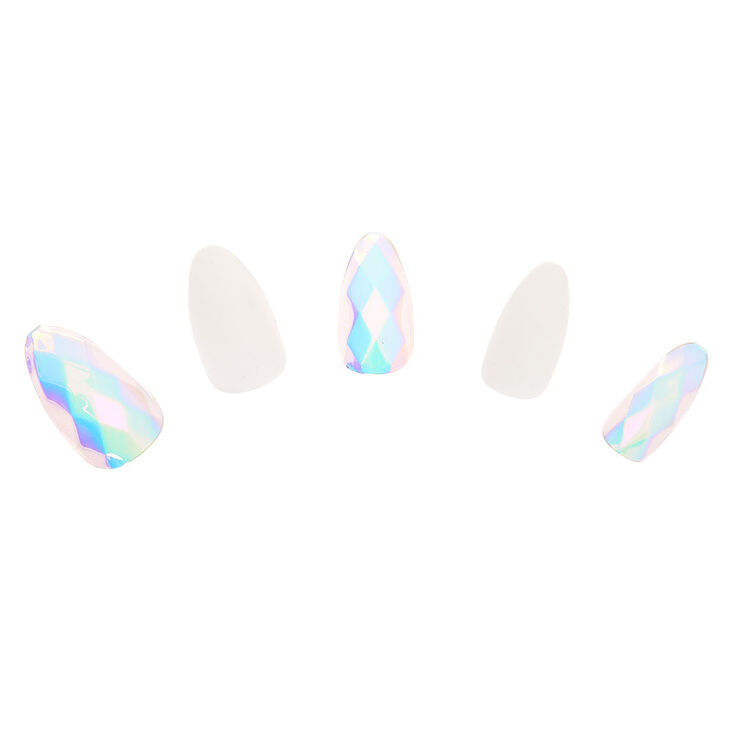 Claire's Lot de 24 faux ongles transparents disco effet aurore boréale