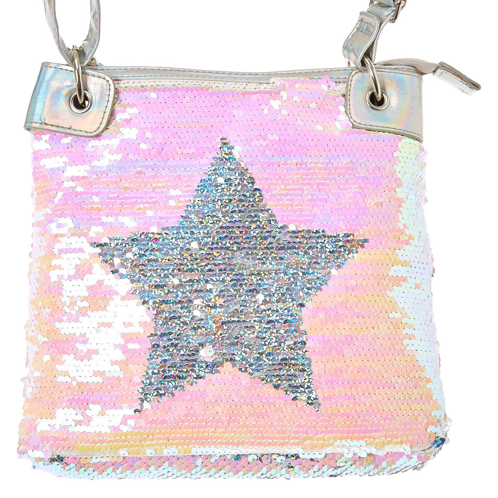 Iridescent Reversible Star Sequin Crossbody,