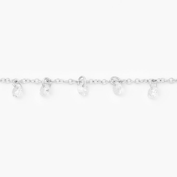 Silver-tone Cubic Zirconia Confetti Charm Bracelet,