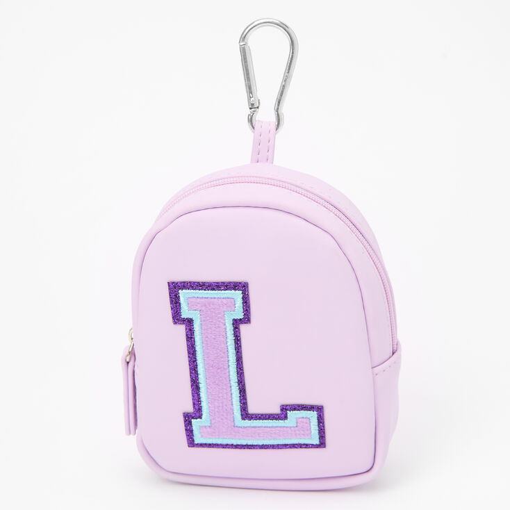 Claire's Porte-clés mini sac à dos à initiale violet style universitaire - L