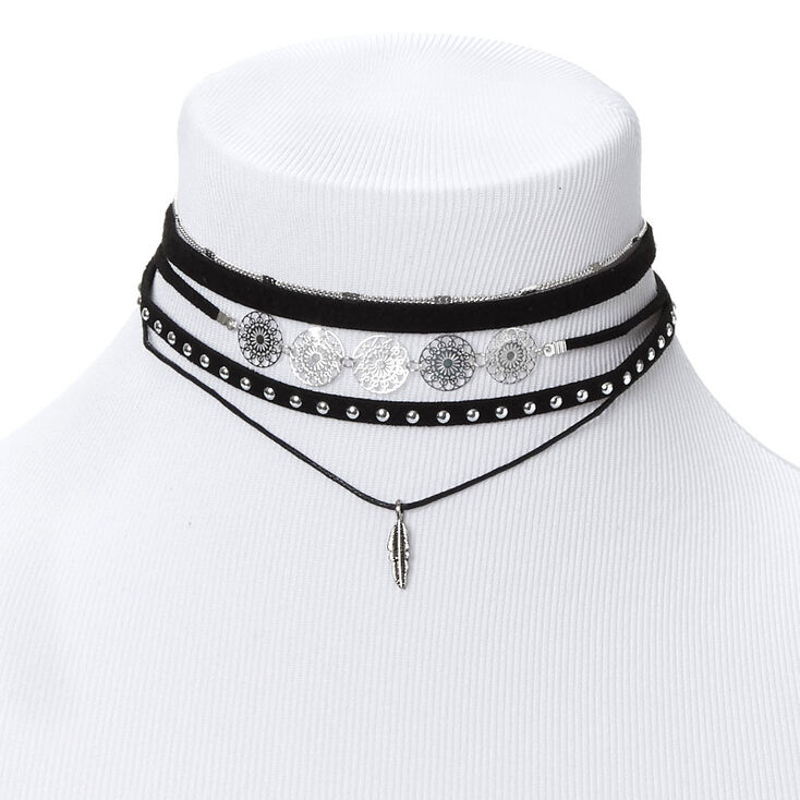 Go West Choker Necklaces - Black, 5 Pack,