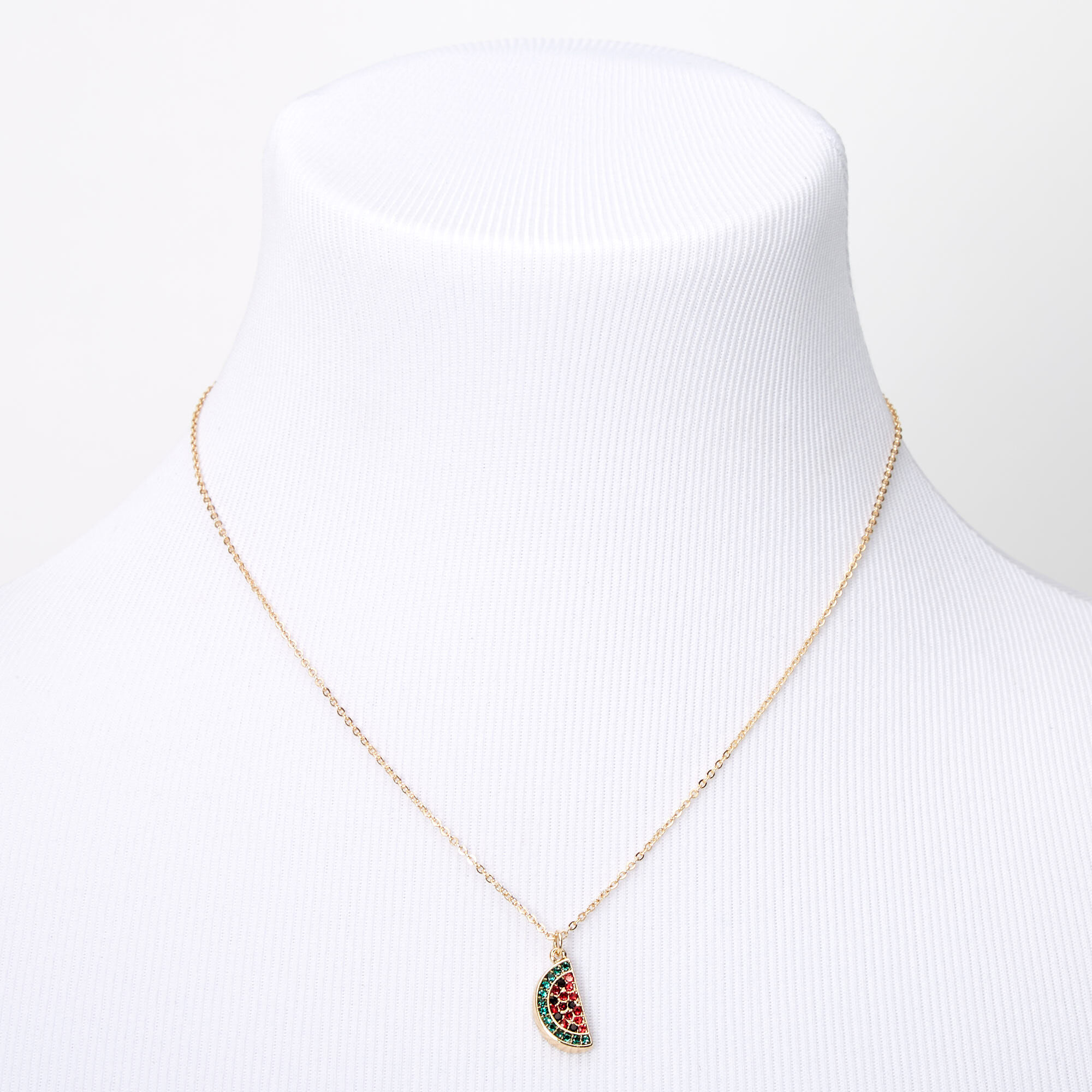 Collier à pendentif pastèque ornementé couleur dorée,