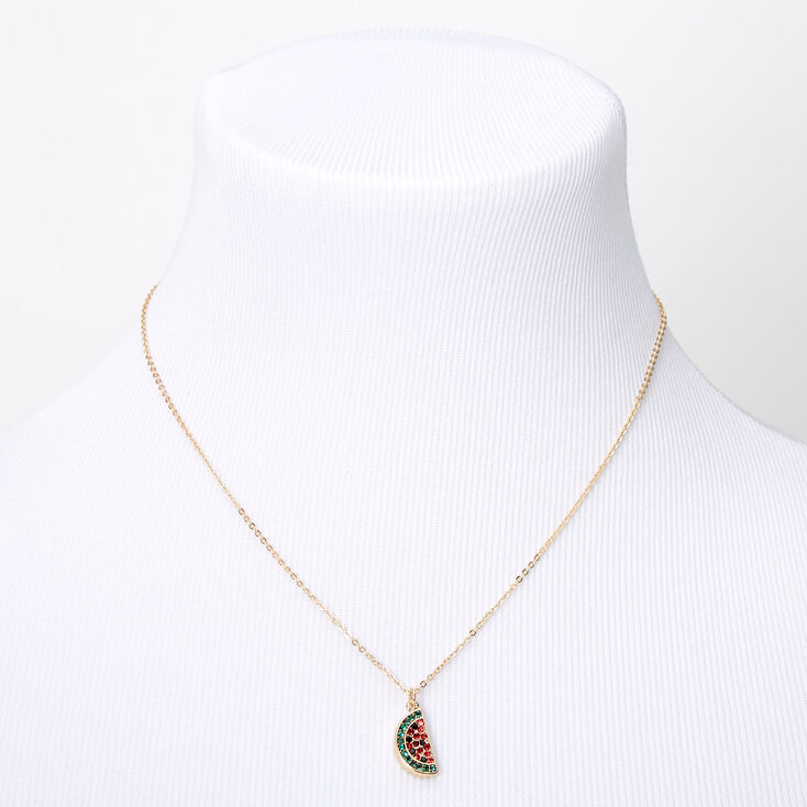 Gold Embellished Watermelon Pendant Necklace,