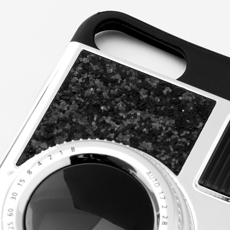 Coque pour portable appareil photo &agrave; paillettes noires - Compatible avec iPhone&reg;&nbsp;6/7/8 Plus,