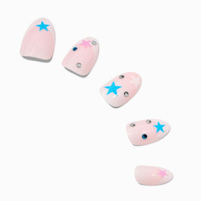 Multicolored Star Gem Stiletto Vegan Faux Nail Set - 24 Pack,
