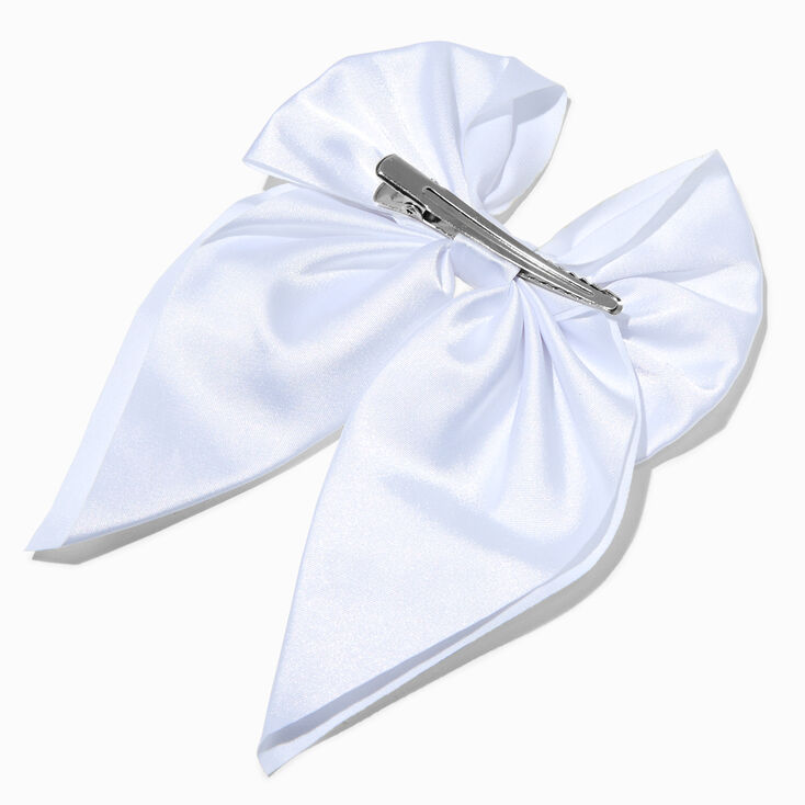 Claire&#39;s Club White Satin Bow Barrette Hair Clip,