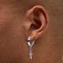 Claire&#39;s Recycled Jewelry Silver-tone Cross 10MM Huggie Hoop Earrings,