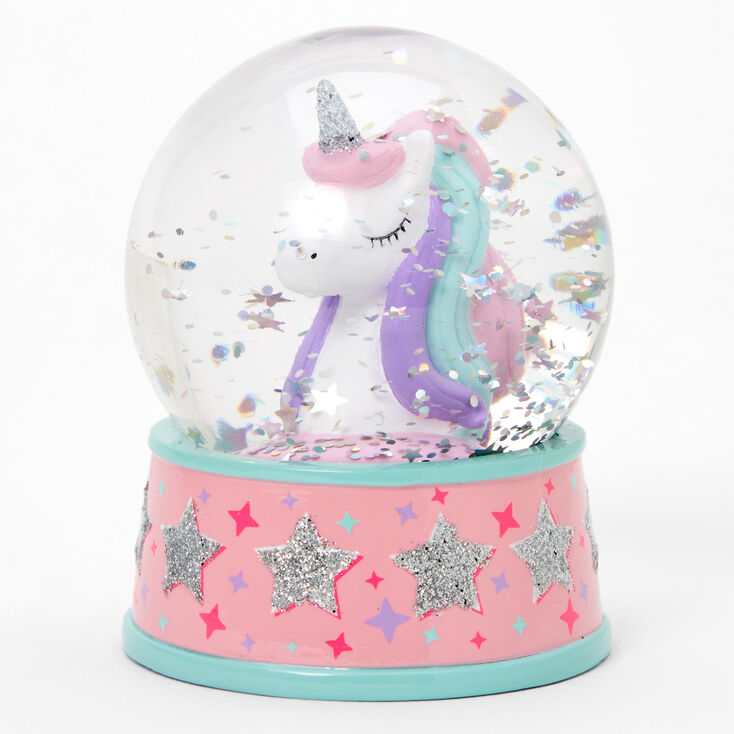 Boule &agrave; neige licorne &agrave; paillettes,