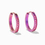 C LUXE by Claire&#39;s Pink Anodized Titanium 12MM Crystal Hoop Earrings,