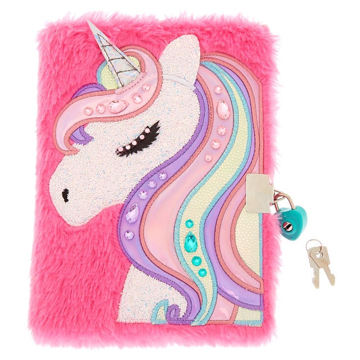 Miss Glitter the Unicorn Soft Lock Notebook - Pink | Claire's