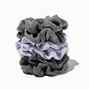 Gray Tonal Heathered Ribbed Hair Scrunchies - 6 Pack ,