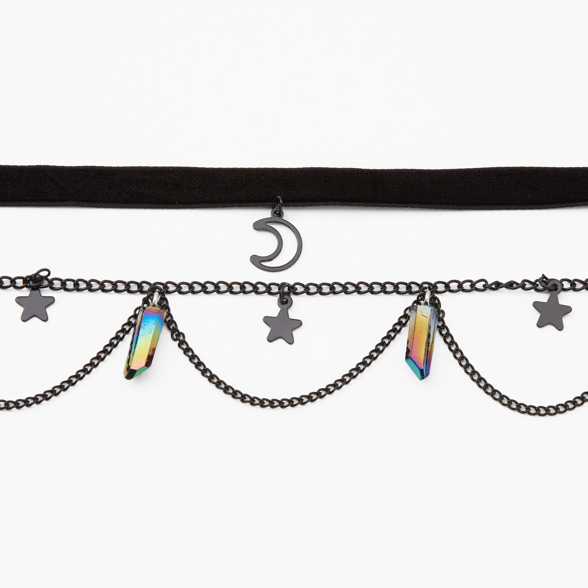 Celestial Moon Choker Necklaces - Black, 2 Pack,
