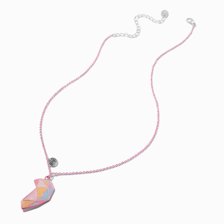 Best Friends Geometric Pink Pastel Split Heart Pendant Necklaces - 2 Pack,