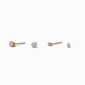 C LUXE by Claire&#39;s 18kt Gold Plated Cubic Zirconia 2mm &amp; 3mm Stud Earrings - 2 Pack,