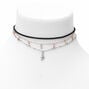 Silver Snake Mixed Cord Choker Necklaces - Black, 3 Pack,