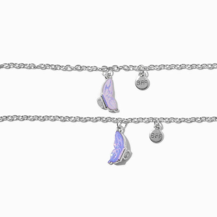 Best Friends Silver-tone Split Butterfly Charm Bracelets - 2 Pack,