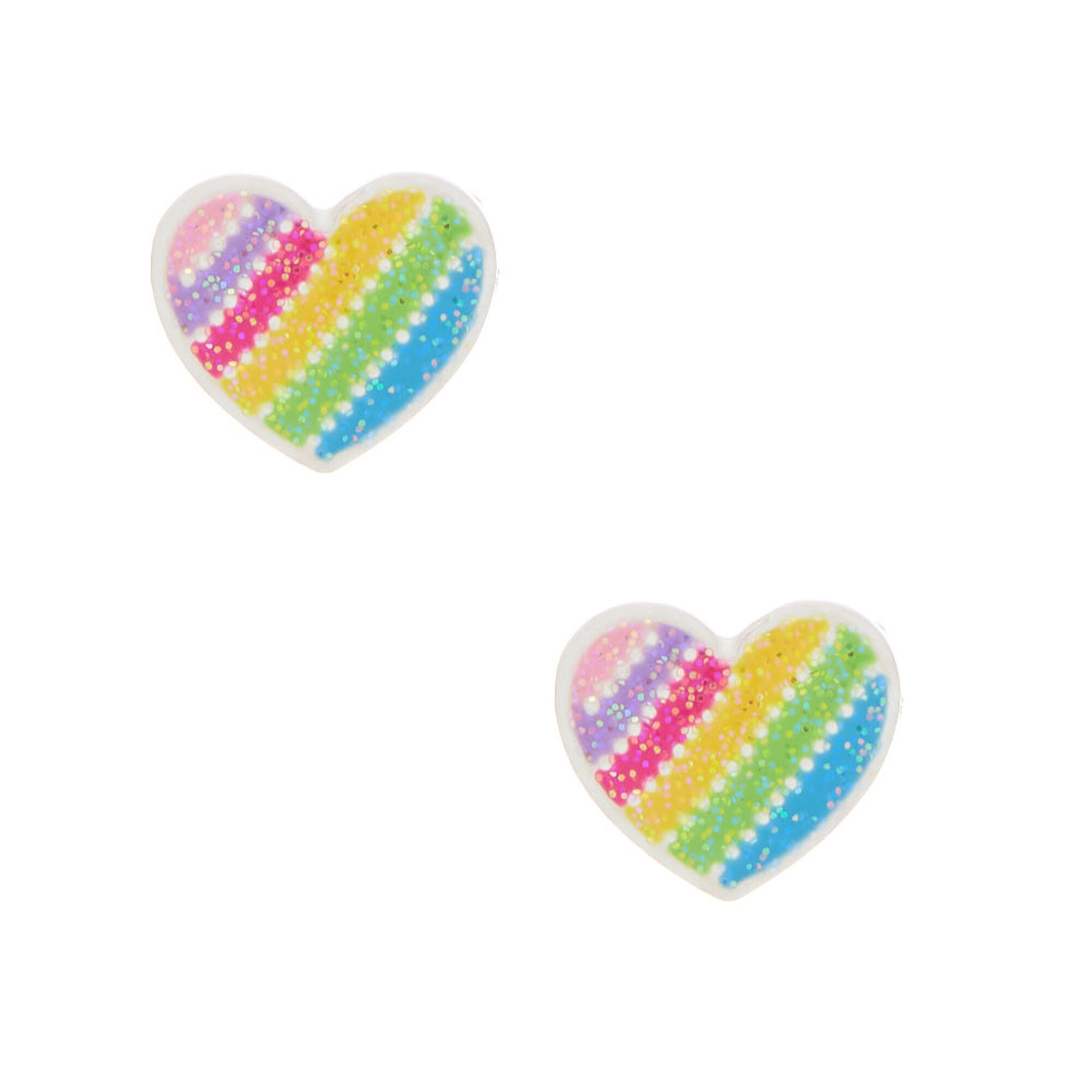 Claire's Club Rainbow Heart Stud Earrings Claire's US