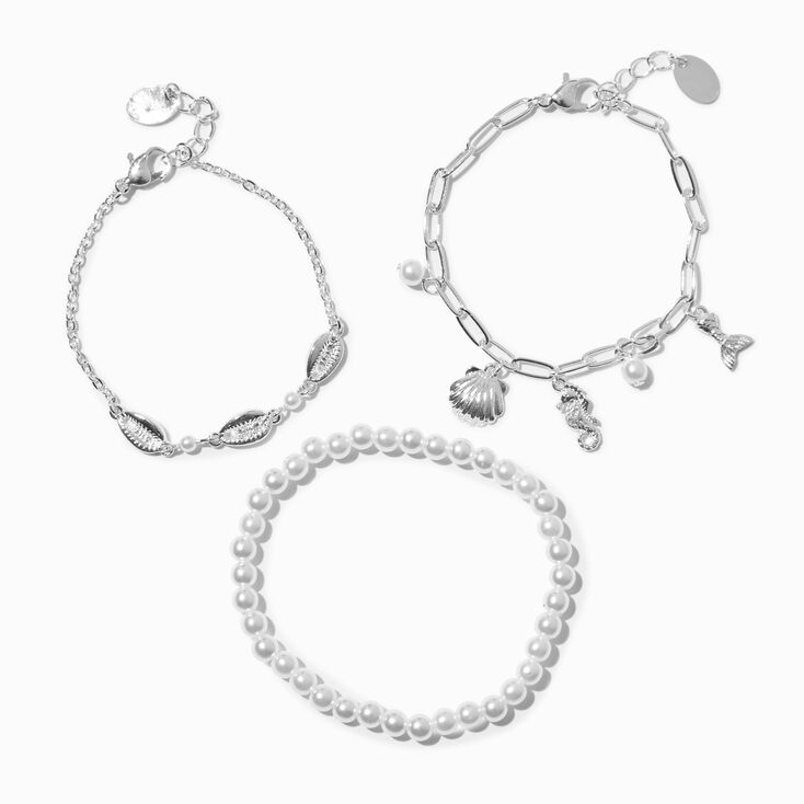Claire&#39;s Club Silver Sea Critter Chain Bracelets - 3 Pack,