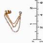 Clous d&#39;oreilles reli&eacute;s par un ornement en strass couleur dor&eacute;e,
