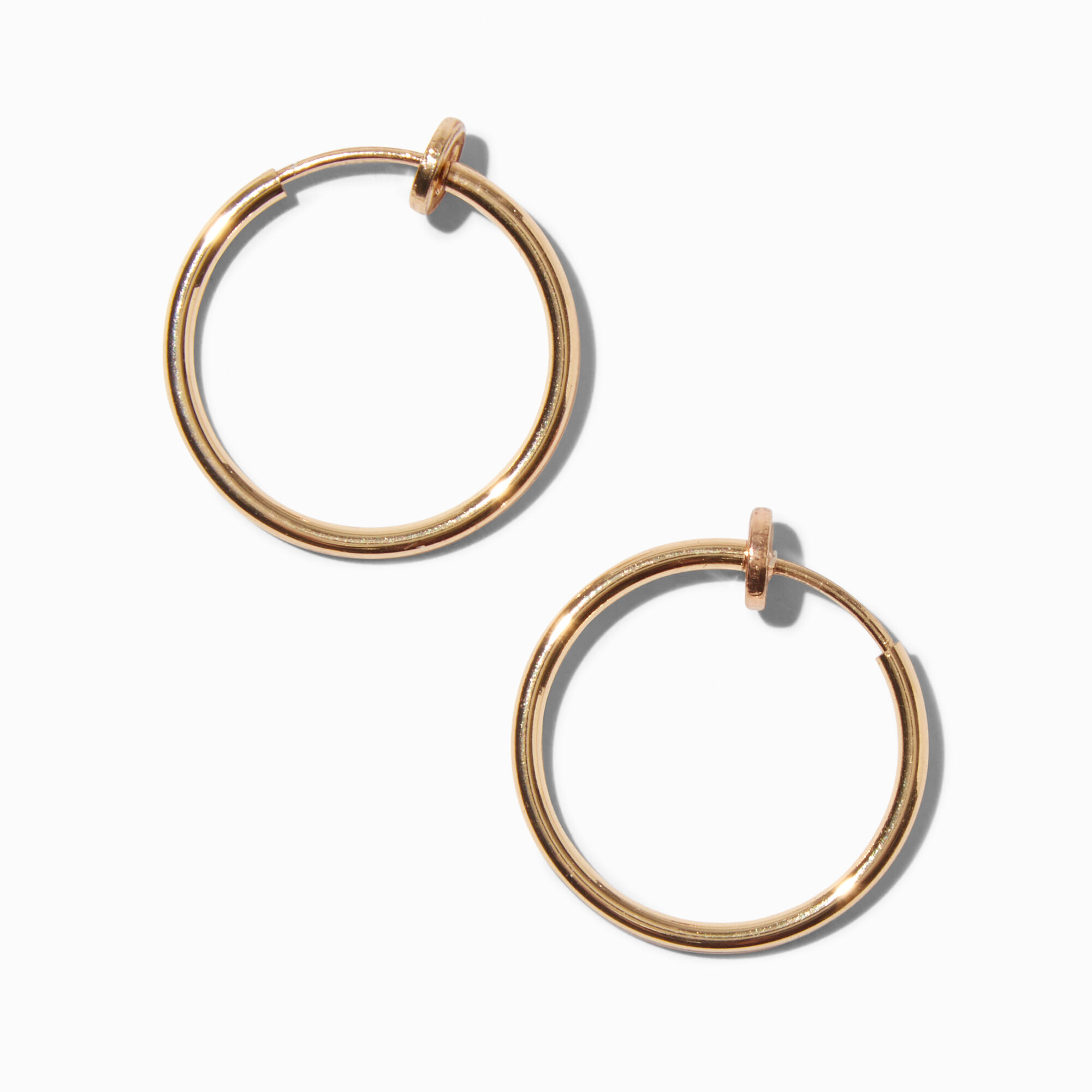 Gold 20MM Clip On Hoop Earrings Claire s US