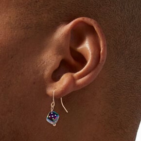 Rainbow Anodized Dice 1&quot; Drop Earrings,