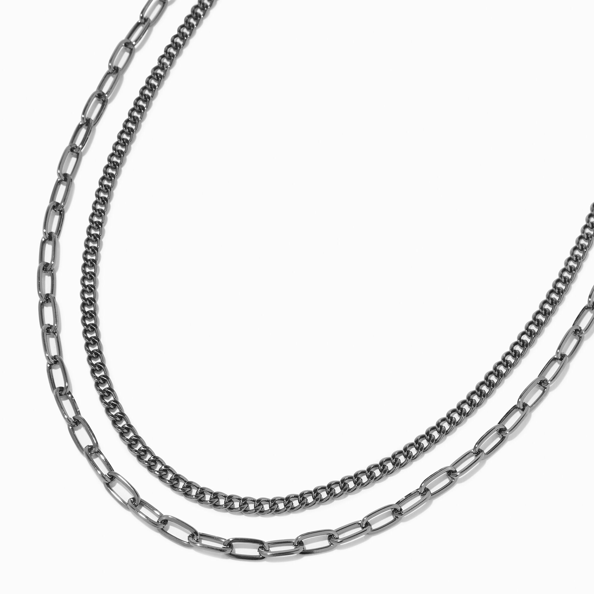 View Claires Hematite Curb Paperclip Chain Strand Necklace information