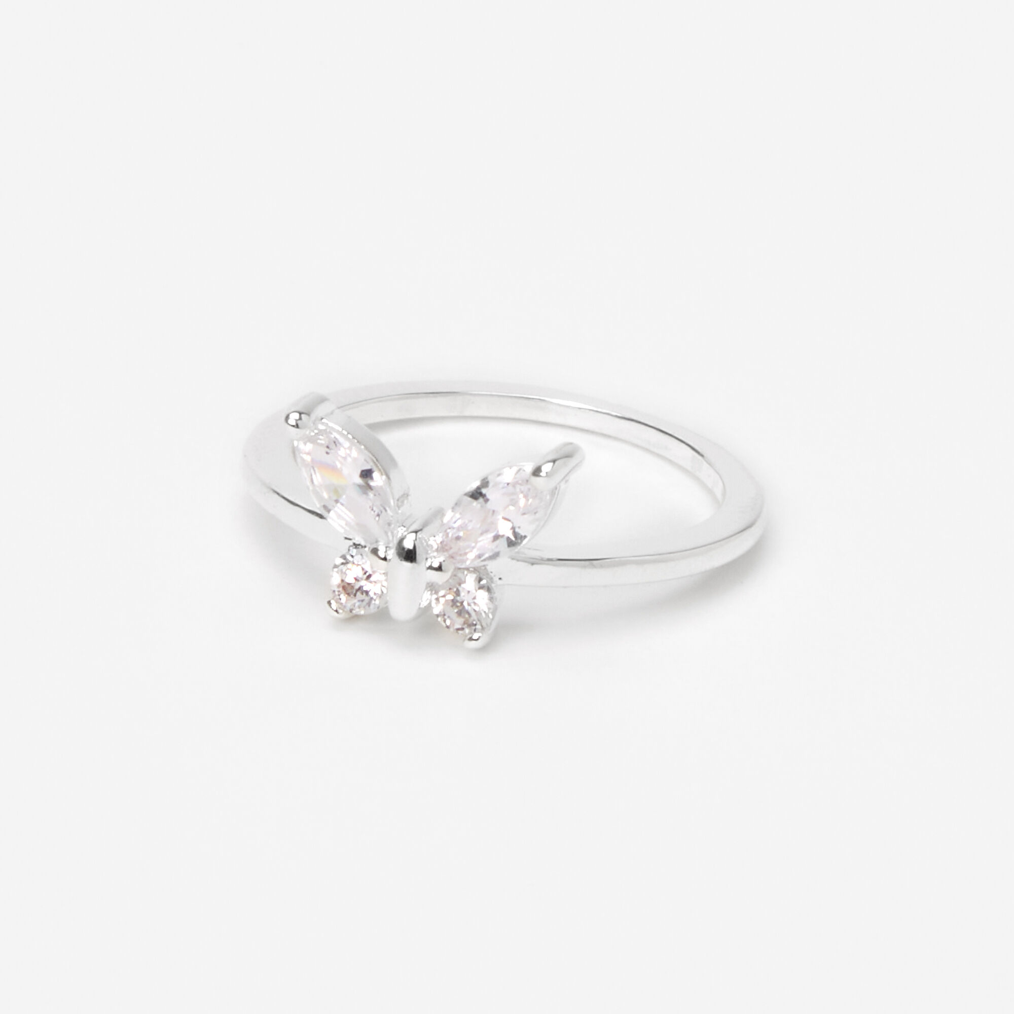 Silver Cubic Zirconia Butterfly Ring Claire s US