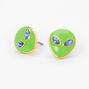Embellished Green Alien Stud Earrings,