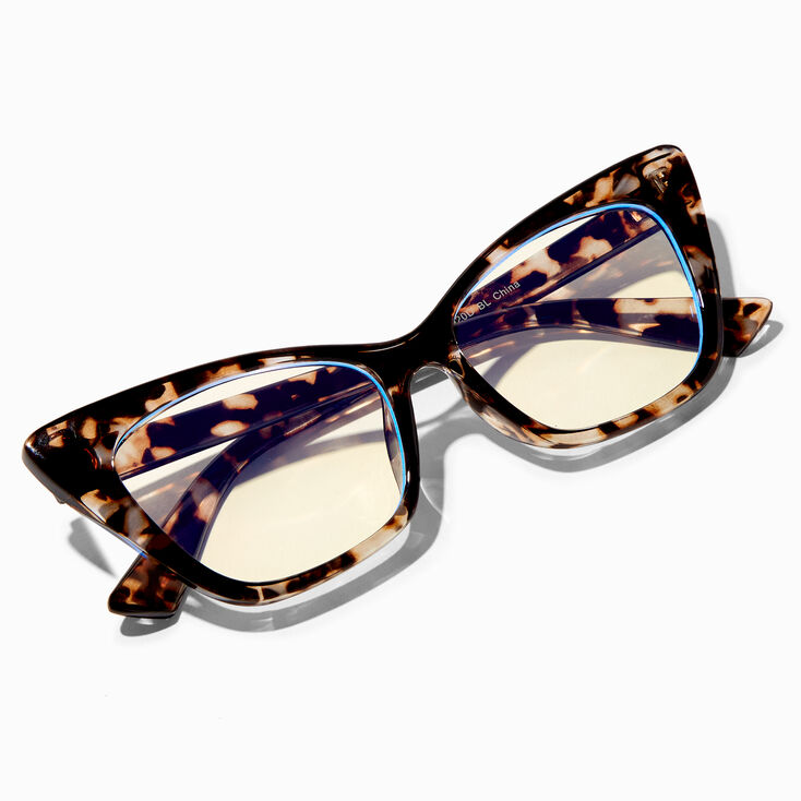 Brown Tortoiseshell Cat Eye Blue Light Reducing Clear Lens Frames,