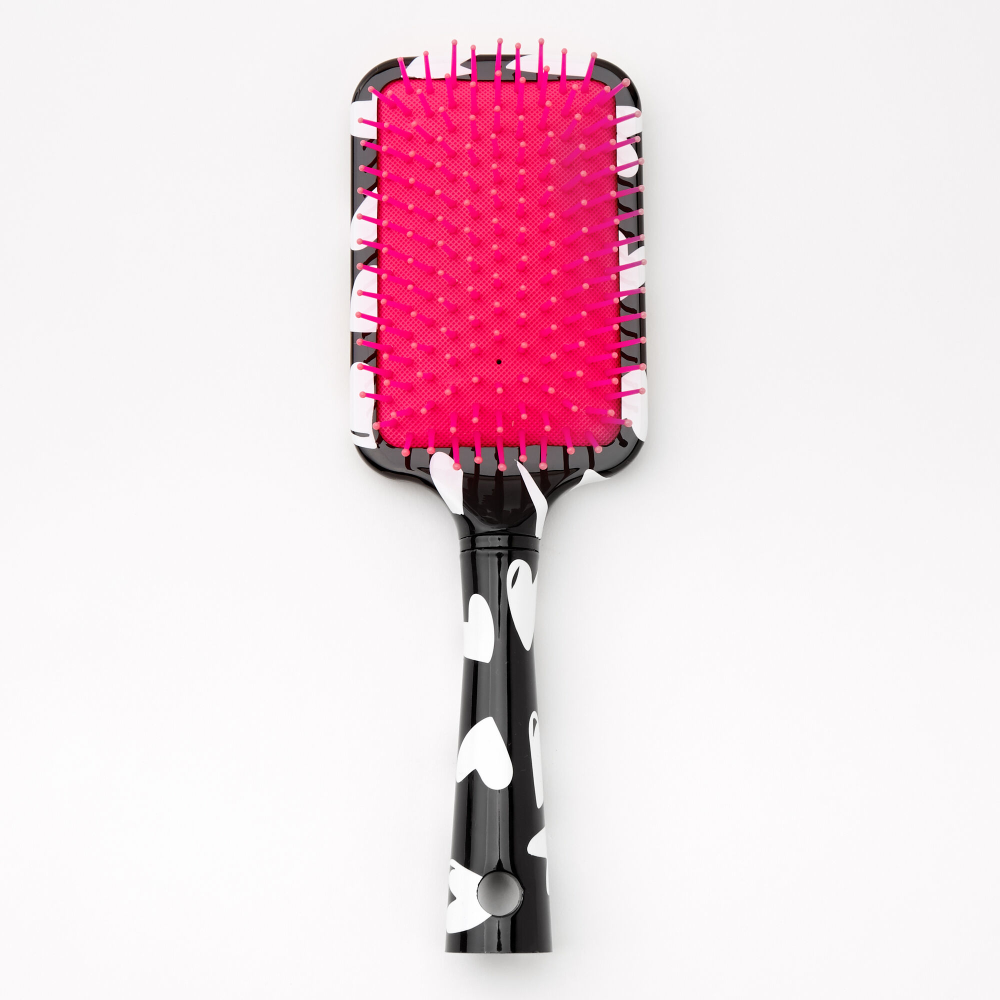 Heart Print Paddle Hair Brush - Black,