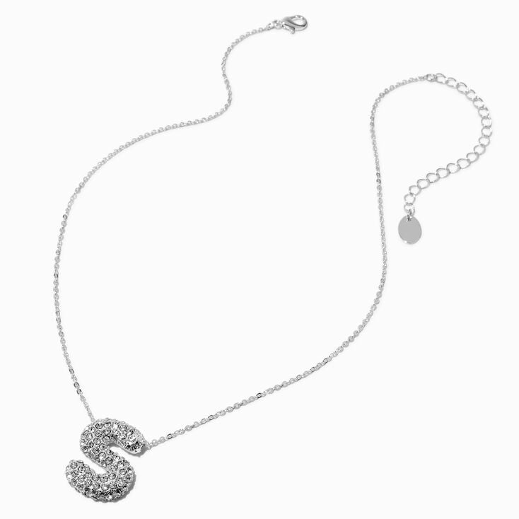 Collier &agrave; pendentif &agrave; bulles et initiale pav&eacute; couleur argent&eacute;e - S,