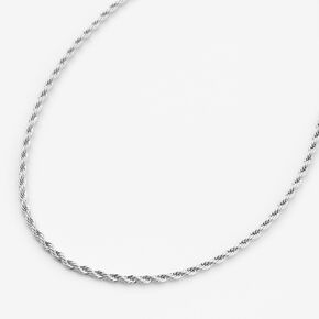 Silver Thin Twisted Rope Chain 20&quot; Necklace,