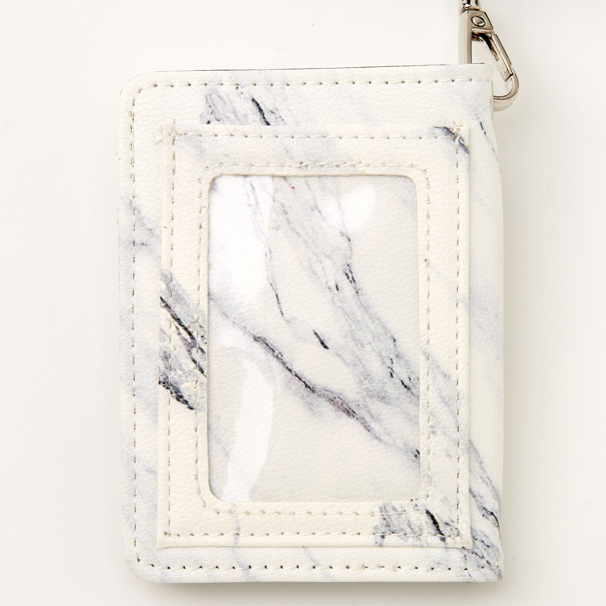 White Marble Wallet With Lanyard,