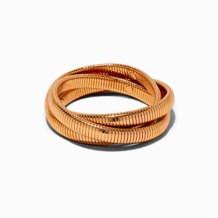 Bracelet fin bangle enrouleur cha&icirc;ne serpent couleur dor&eacute;e,