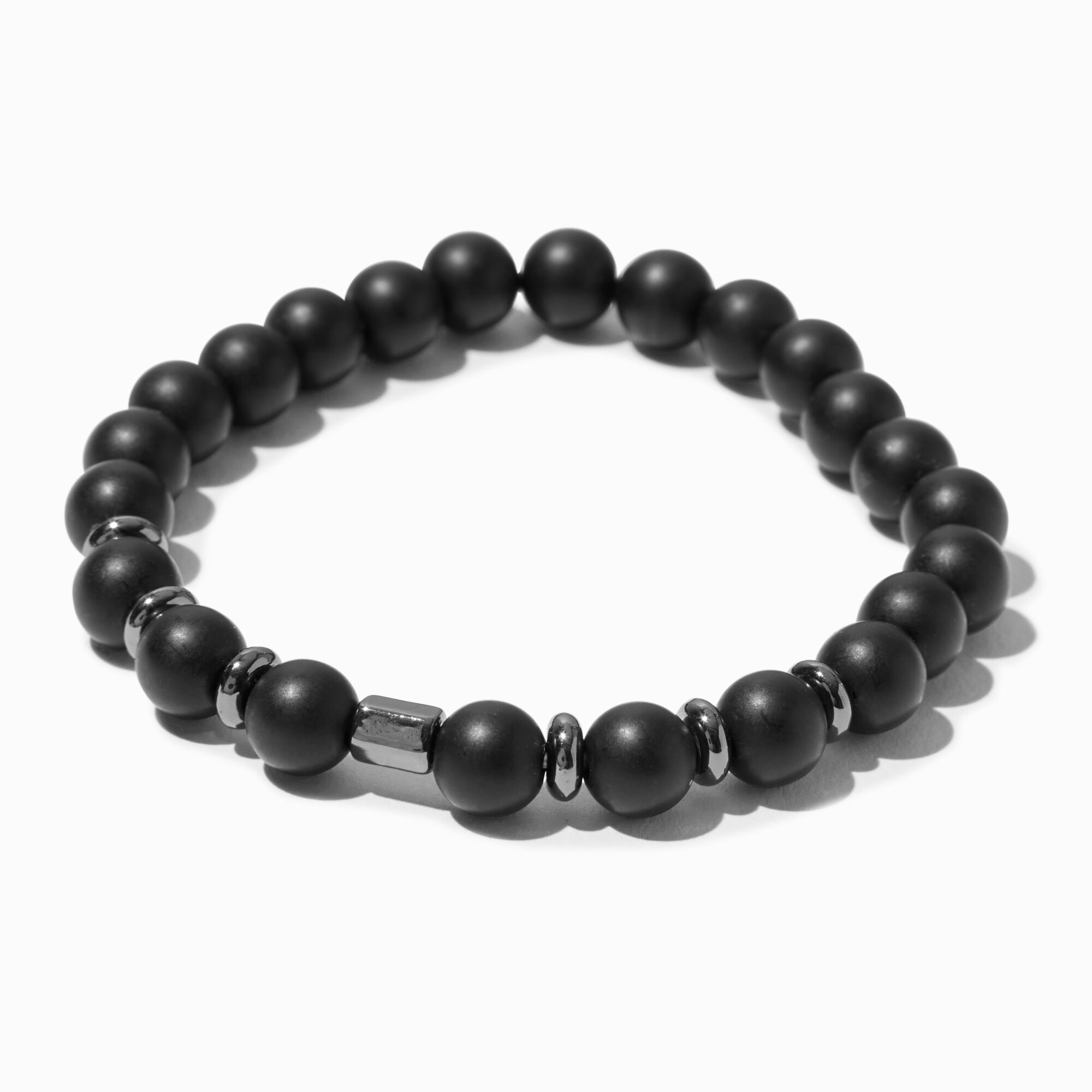 View Claires Hematite Beaded Stretch Bracelet Black information